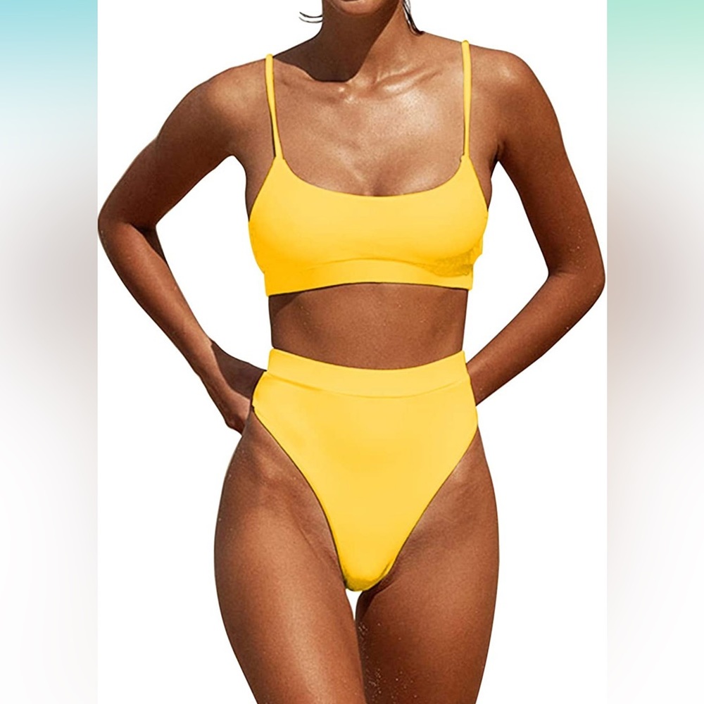 Size XL yellow high cut swimsuit